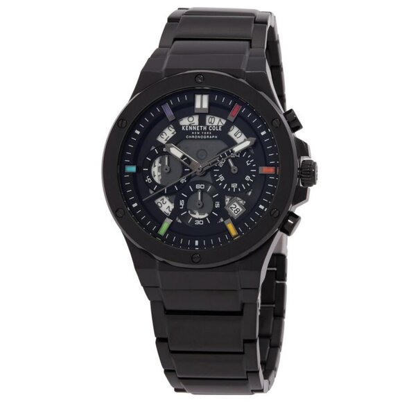 NWT Authentic Kenneth Cole New York Chronograph Quartz Black Dial Men's Watch - Picture 1 of 3